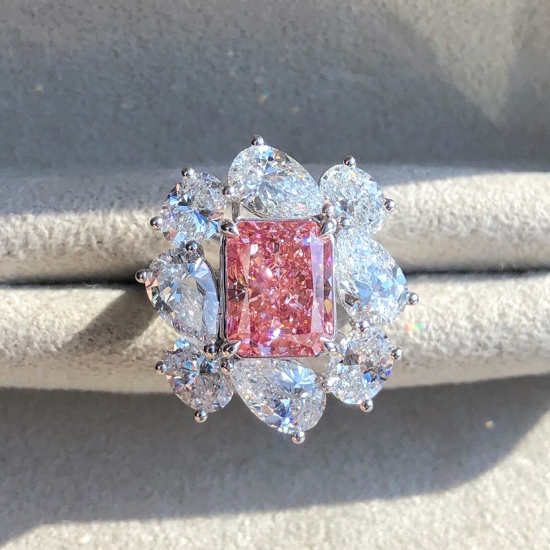 Ruif Jewelry Customized 18k White Gold 4.01ct fancy pink Lab Grown Diamond Eternity Rings Engagement Wedding Band Rings for Women Fine Jewelry Ruif Jewelry Customized 18k White Gold 4.01ct fancy pink Lab Grown Diamond Eternity Rings Engagement Wedding Band Rings for Women Fine Jewelry