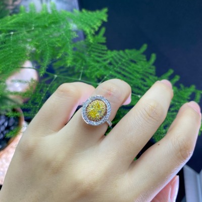 Ruif Jewelry Customized 18k White Gold 1.003ct  fancy yellow Lab Grown Diamond Eternity Rings Engagement Wedding Band Rings