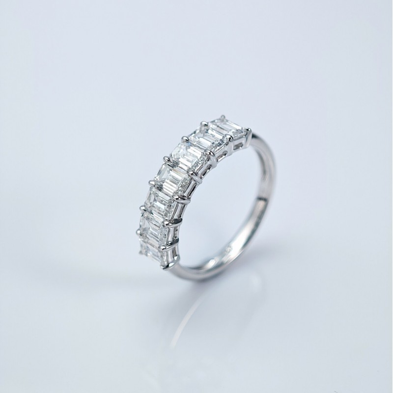 Ruif Jewelry Customized 18k White Gold Emerald Cut 0.3ctx7pcs Each Lab Grown Diamond Eternity Rings Engagement Wedding Band Rings Ruif Jewelry Customized 18k White Gold Emerald Cut 0.3ctx7pcs Each Lab Grown Diamond Eternity Rings Engagement Wedding Band Rings