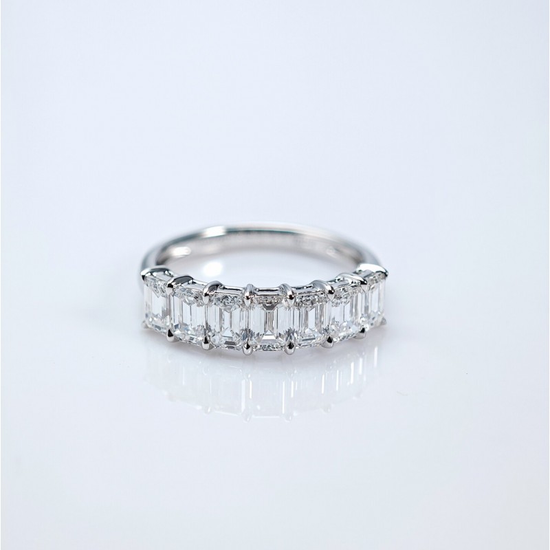Ruif Jewelry Customized 18k White Gold Emerald Cut 0.3ctx7pcs Each Lab Grown Diamond Eternity Rings Engagement Wedding Band Rings Ruif Jewelry Customized 18k White Gold Emerald Cut 0.3ctx7pcs Each Lab Grown Diamond Eternity Rings Engagement Wedding Band Rings