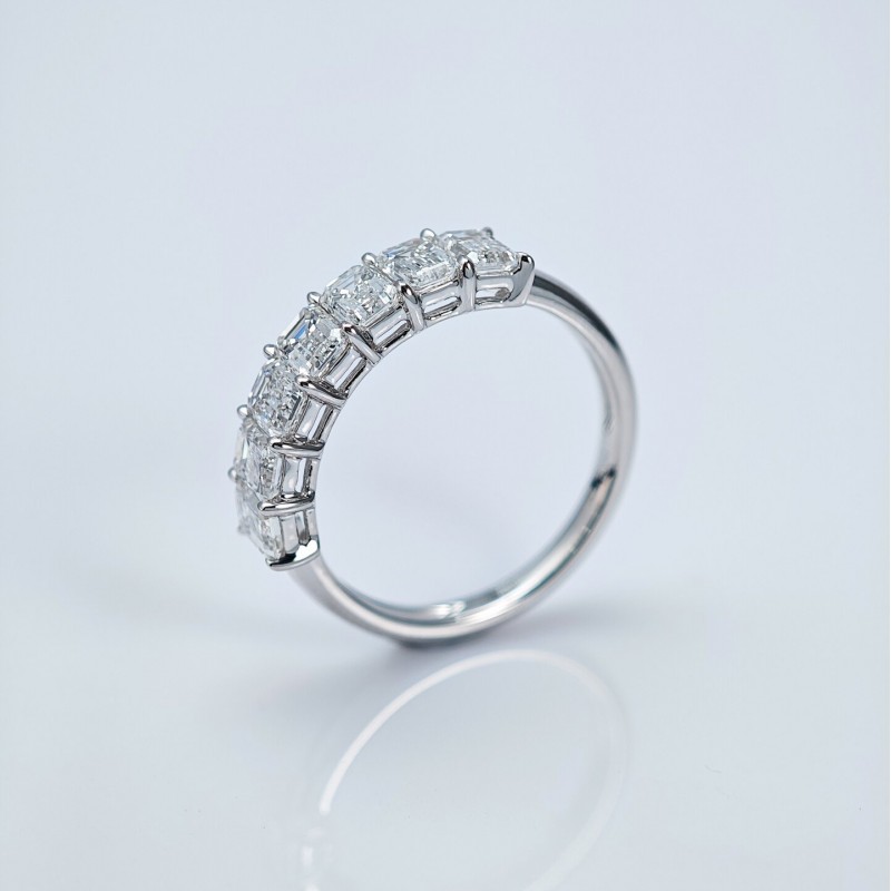 Ruif Jewelry Customized 18k White Gold Emerald Cut 0.3ctx7pcs Each Lab Grown Diamond Eternity Rings Engagement Wedding Band Rings Ruif Jewelry Customized 18k White Gold Emerald Cut 0.3ctx7pcs Each Lab Grown Diamond Eternity Rings Engagement Wedding Band Rings