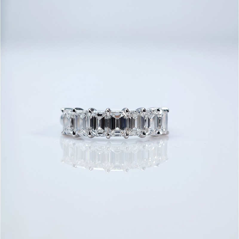 Ruif Jewelry Customized 18k White Gold Emerald Cut 0.3ctx7pcs Each Lab Grown Diamond Eternity Rings Engagement Wedding Band Rings Ruif Jewelry Customized 18k White Gold Emerald Cut 0.3ctx7pcs Each Lab Grown Diamond Eternity Rings Engagement Wedding Band Rings