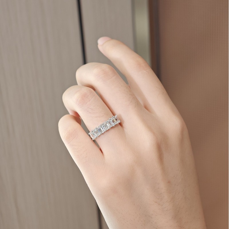 Ruif Jewelry Customized 18k White Gold Emerald Cut 0.3ctx7pcs Each Lab Grown Diamond Eternity Rings Engagement Wedding Band Rings Ruif Jewelry Customized 18k White Gold Emerald Cut 0.3ctx7pcs Each Lab Grown Diamond Eternity Rings Engagement Wedding Band Rings