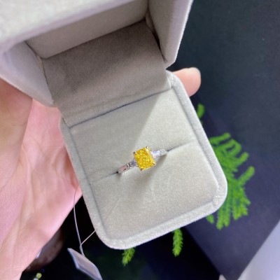 Ruif Jewelry Customized 18k White Gold 1.048ct  fancy yellow Lab Grown Diamond Eternity Rings Engagement Wedding Band Rings