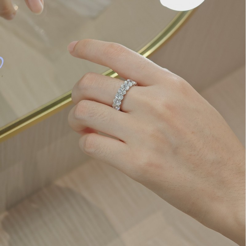 Ruif Jewelry Customized 18k White Gold Oval Shape 0.3ct Each Lab Grown Diamond Eternity Rings Engagement Wedding Band Rings Ruif Jewelry Customized 18k White Gold Oval Shape 0.3ct Each Lab Grown Diamond Eternity Rings Engagement Wedding Band Rings