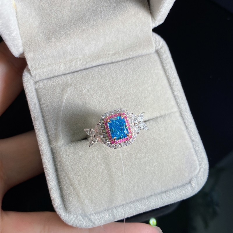 Ruif Jewelry Customized 18k White Gold 1.145ct fancy Blue Lab Grown Diamond Eternity Rings Engagement Wedding Band Rings Ruif Jewelry Customized 18k White Gold 1.145ct fancy Blue Lab Grown Diamond Eternity Rings Engagement Wedding Band Rings