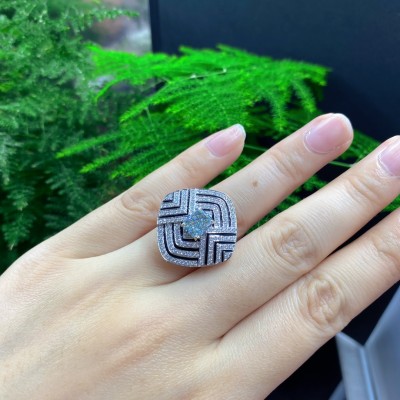 Ruif Jewelry Customized 18k White Gold 1.1512ct  fancy Blue Lab Grown Diamond Eternity Rings Engagement Wedding Band Rings