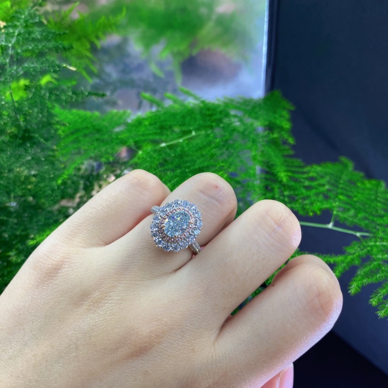 Ruif Jewelry Customized 18k White Gold 1.24ct fancy Blue Lab Grown Diamond Eternity Rings Engagement Wedding Band Rings Ruif Jewelry Customized 18k White Gold 1.24ct fancy Blue Lab Grown Diamond Eternity Rings Engagement Wedding Band Rings