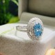 Ruif Jewelry Customized 18k White Gold 1.37ct  fancy Blue Lab Grown Diamond Eternity Rings Engagement Wedding Band Rings