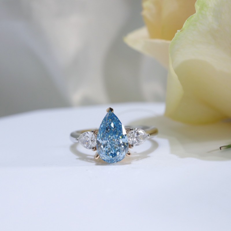 Ruif Jewelry Customized 18k White Gold 1.54ct fancy Blue Lab Grown Diamond Eternity Rings Engagement Wedding Band Rings Ruif Jewelry Customized 18k White Gold 1.54ct fancy Blue Lab Grown Diamond Eternity Rings Engagement Wedding Band Rings