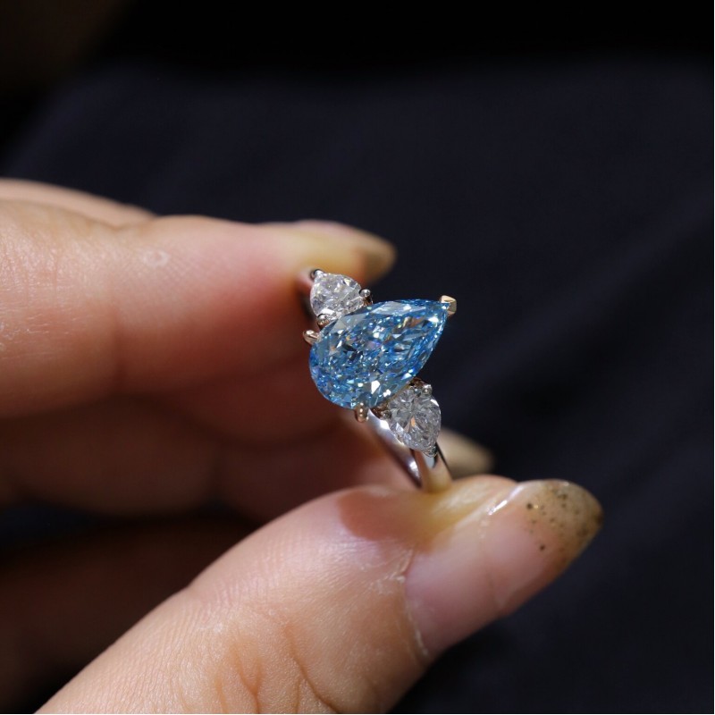 Ruif Jewelry Customized 18k White Gold 1.54ct fancy Blue Lab Grown Diamond Eternity Rings Engagement Wedding Band Rings Ruif Jewelry Customized 18k White Gold 1.54ct fancy Blue Lab Grown Diamond Eternity Rings Engagement Wedding Band Rings