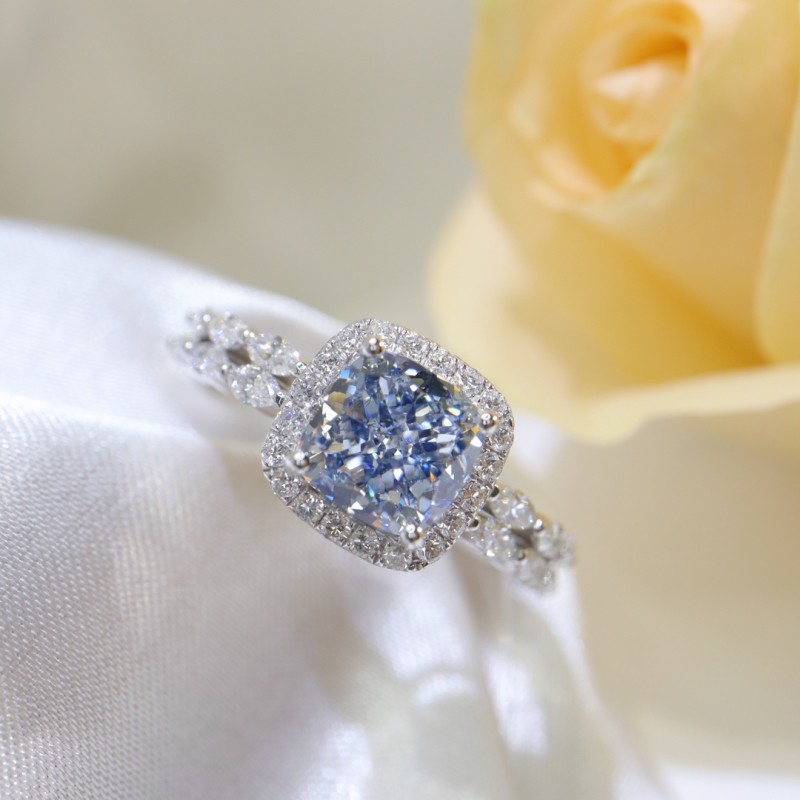 Ruif Jewelry Customized 18k White Gold 1.619ct fancy Blue Lab Grown Diamond Eternity Rings Engagement Wedding Band Rings Ruif Jewelry Customized 18k White Gold 1.619ct fancy Blue Lab Grown Diamond Eternity Rings Engagement Wedding Band Rings