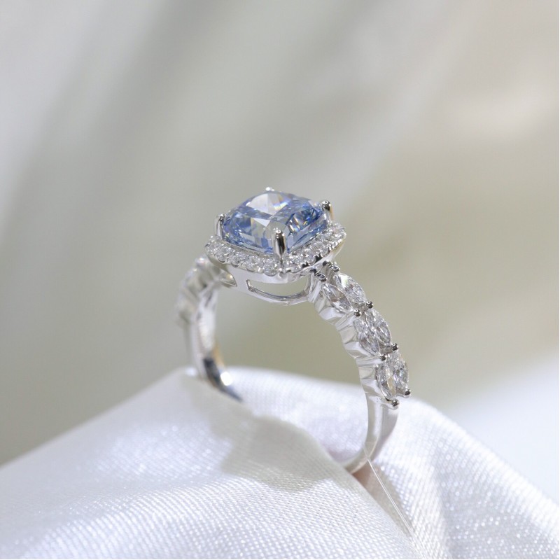 Ruif Jewelry Customized 18k White Gold 1.619ct fancy Blue Lab Grown Diamond Eternity Rings Engagement Wedding Band Rings Ruif Jewelry Customized 18k White Gold 1.619ct fancy Blue Lab Grown Diamond Eternity Rings Engagement Wedding Band Rings