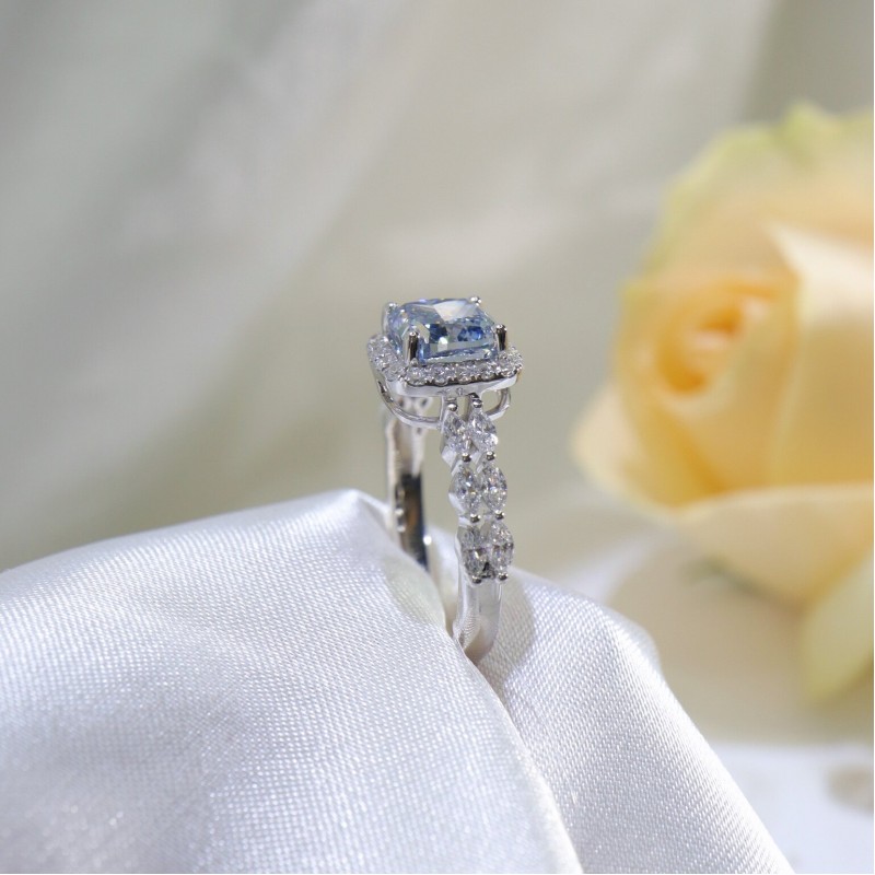 Ruif Jewelry Customized 18k White Gold 1.619ct fancy Blue Lab Grown Diamond Eternity Rings Engagement Wedding Band Rings Ruif Jewelry Customized 18k White Gold 1.619ct fancy Blue Lab Grown Diamond Eternity Rings Engagement Wedding Band Rings