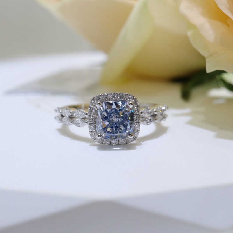 Ruif Jewelry Customized 18k White Gold 1.619ct fancy Blue Lab Grown Diamond Eternity Rings Engagement Wedding Band Rings Ruif Jewelry Customized 18k White Gold 1.619ct fancy Blue Lab Grown Diamond Eternity Rings Engagement Wedding Band Rings