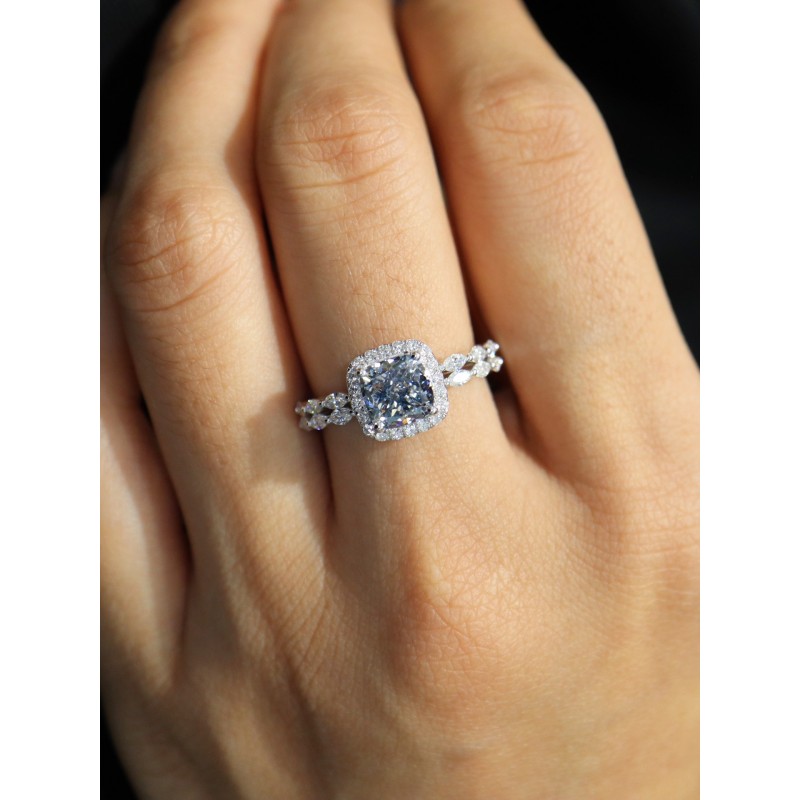 Ruif Jewelry Customized 18k White Gold 1.619ct fancy Blue Lab Grown Diamond Eternity Rings Engagement Wedding Band Rings Ruif Jewelry Customized 18k White Gold 1.619ct fancy Blue Lab Grown Diamond Eternity Rings Engagement Wedding Band Rings