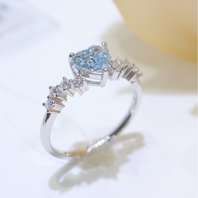 Ruif Jewelry Customized 18k White Gold 0.8ct fancy Blue Lab Grown Diamond Eternity Rings Engagement Wedding Band Rings Ruif Jewelry Customized 18k White Gold 0.8ct fancy Blue Lab Grown Diamond Eternity Rings Engagement Wedding Band Rings