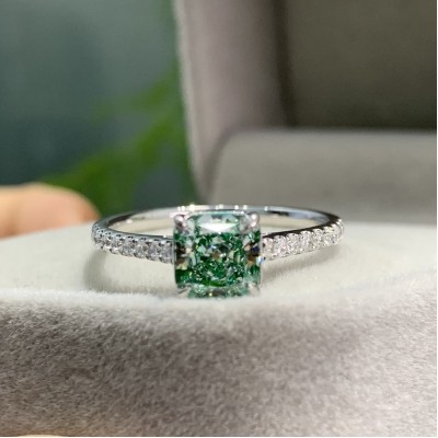 Ruif Jewelry Customized 18k White Gold 1.026ct  Green Lab Grown Diamond Eternity Rings Engagement Wedding Band Rings