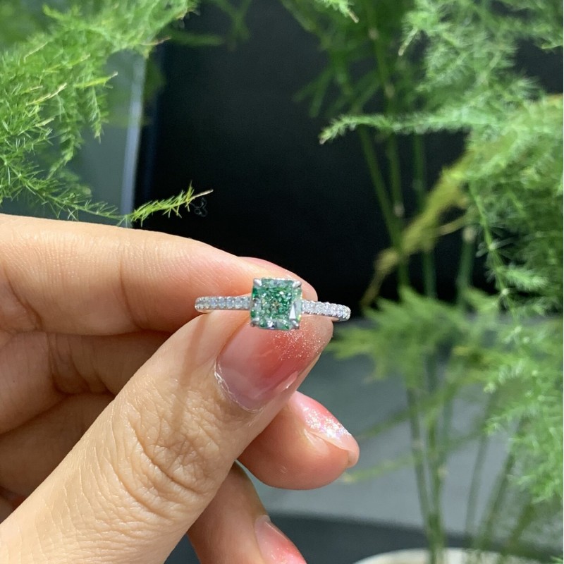 Ruif Jewelry Customized 18k White Gold 1.026ct Green Lab Grown Diamond Eternity Rings Engagement Wedding Band Rings Ruif Jewelry Customized 18k White Gold 1.026ct Green Lab Grown Diamond Eternity Rings Engagement Wedding Band Rings