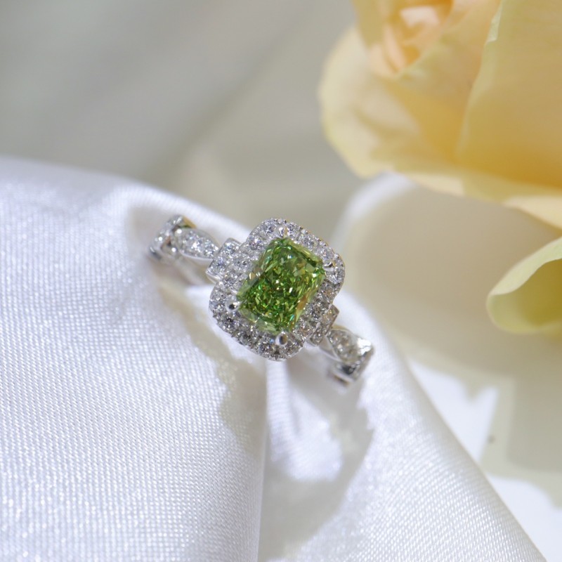 Ruif Jewelry Customized 18k White Gold 0.74ct Green Lab Grown Diamond Eternity Rings Engagement Wedding Band Rings Ruif Jewelry Customized 18k White Gold 0.74ct Green Lab Grown Diamond Eternity Rings Engagement Wedding Band Rings
