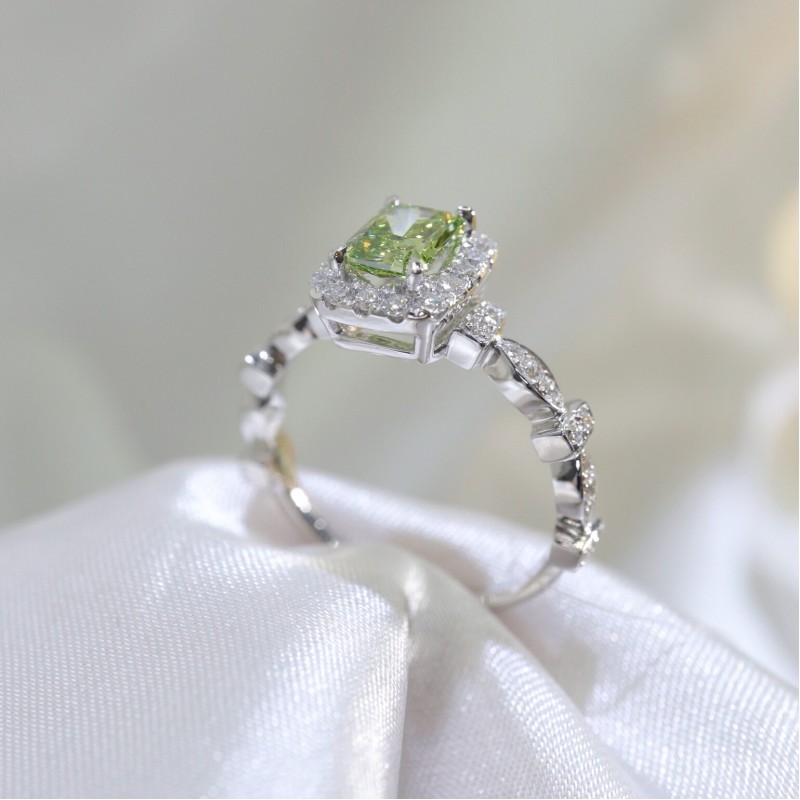 Ruif Jewelry Customized 18k White Gold 0.74ct Green Lab Grown Diamond Eternity Rings Engagement Wedding Band Rings Ruif Jewelry Customized 18k White Gold 0.74ct Green Lab Grown Diamond Eternity Rings Engagement Wedding Band Rings