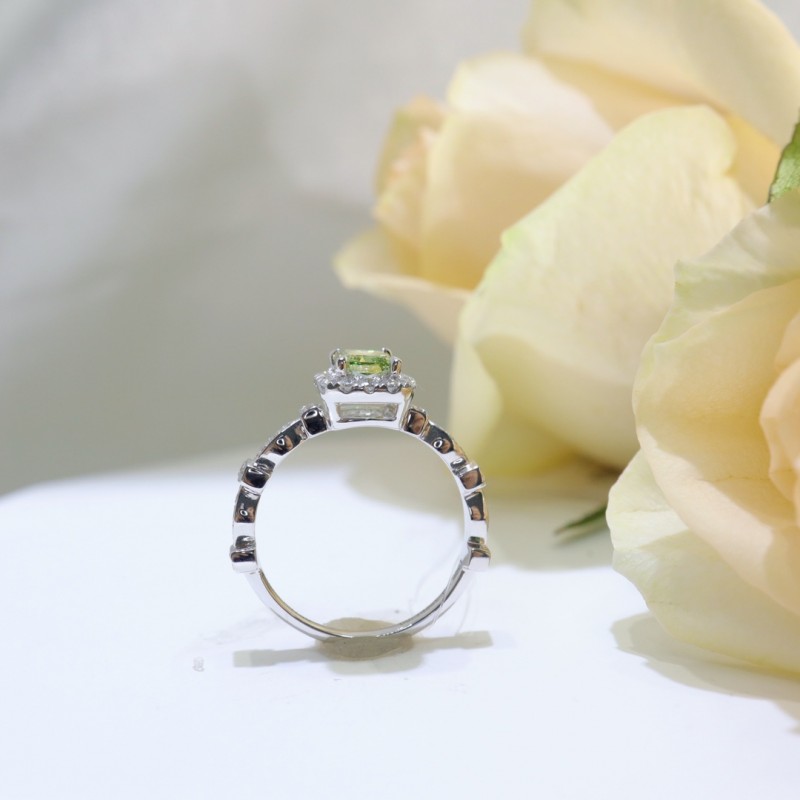 Ruif Jewelry Customized 18k White Gold 0.74ct Green Lab Grown Diamond Eternity Rings Engagement Wedding Band Rings Ruif Jewelry Customized 18k White Gold 0.74ct Green Lab Grown Diamond Eternity Rings Engagement Wedding Band Rings