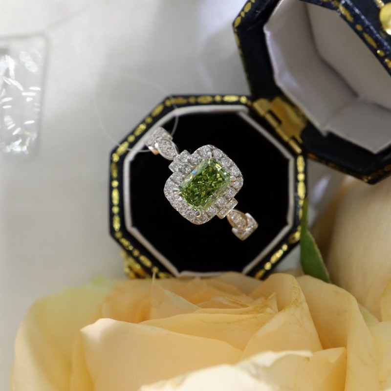 Ruif Jewelry Customized 18k White Gold 0.74ct Green Lab Grown Diamond Eternity Rings Engagement Wedding Band Rings Ruif Jewelry Customized 18k White Gold 0.74ct Green Lab Grown Diamond Eternity Rings Engagement Wedding Band Rings