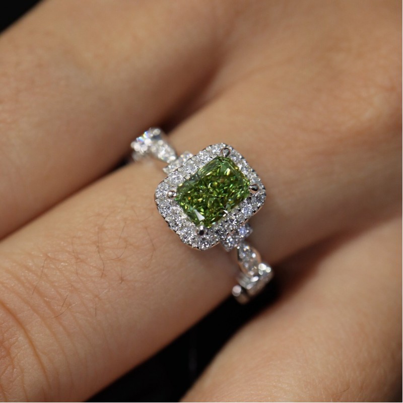 Ruif Jewelry Customized 18k White Gold 0.74ct Green Lab Grown Diamond Eternity Rings Engagement Wedding Band Rings Ruif Jewelry Customized 18k White Gold 0.74ct Green Lab Grown Diamond Eternity Rings Engagement Wedding Band Rings