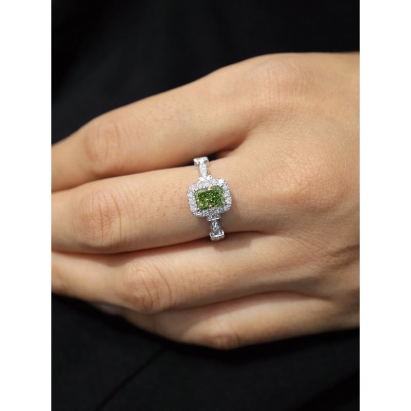 Ruif Jewelry Customized 18k White Gold 0.74ct Green Lab Grown Diamond Eternity Rings Engagement Wedding Band Rings Ruif Jewelry Customized 18k White Gold 0.74ct Green Lab Grown Diamond Eternity Rings Engagement Wedding Band Rings
