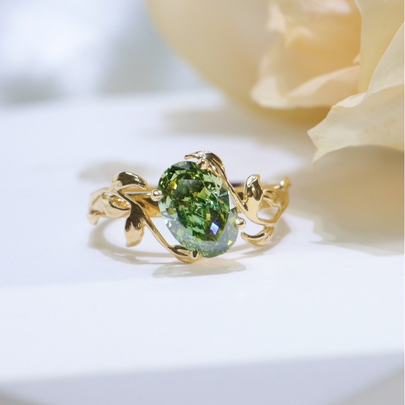 Ruif Jewelry Customized 18k White Gold 1.433ct  Green Lab Grown Diamond Eternity Rings Engagement Wedding Band Rings