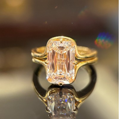 Ruif Jewelry 5.05ct Lab Grown Diamond Ring 18k Yellow Gold Ring Jewelry for Party Gift