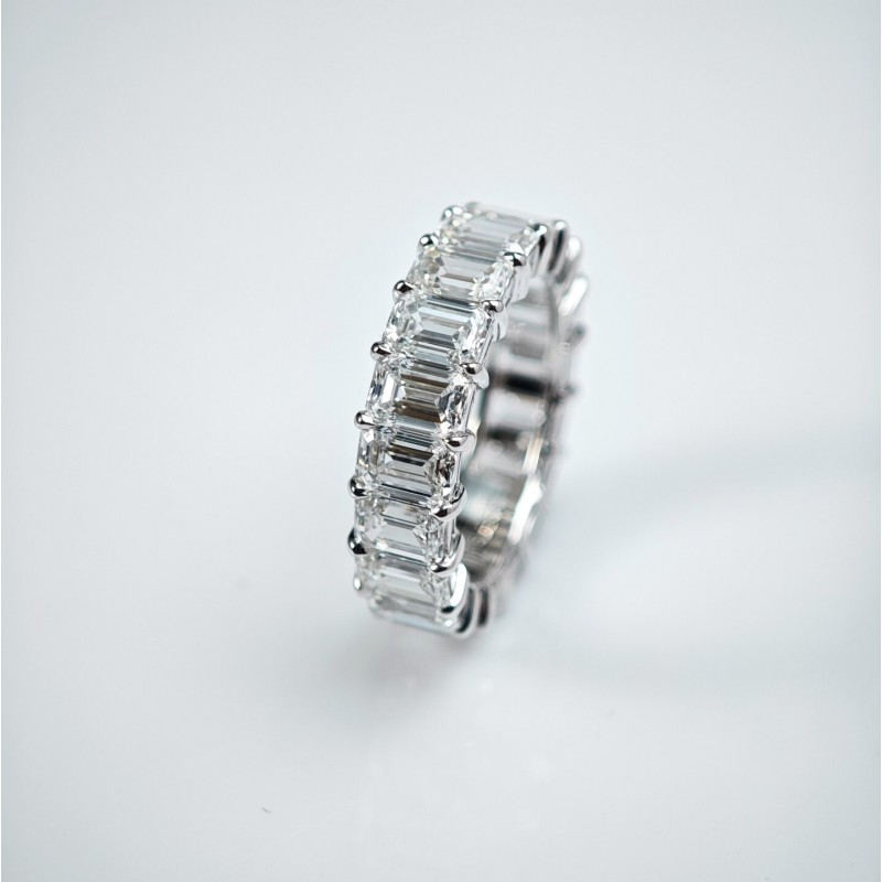 Ruif Jewelry Customized 18k White Gold Emerald Cut 0.5ct Each Lab Grown Diamond Eternity Rings Engagement Wedding Band Rings Ruif Jewelry Customized 18k White Gold Emerald Cut 0.5ct Each Lab Grown Diamond Eternity Rings Engagement Wedding Band Rings