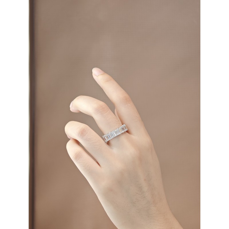 Ruif Jewelry Customized 18k White Gold Emerald Cut 0.5ct Each Lab Grown Diamond Eternity Rings Engagement Wedding Band Rings Ruif Jewelry Customized 18k White Gold Emerald Cut 0.5ct Each Lab Grown Diamond Eternity Rings Engagement Wedding Band Rings