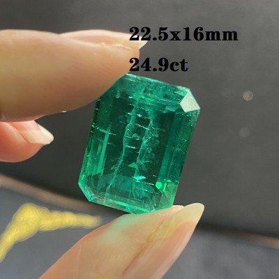 Pirmiana Big Size 24.9ct Hydrothermal Lab Grown Emeralds with Inclushions Like Natural Emerald Gemstone for Jewelry Making