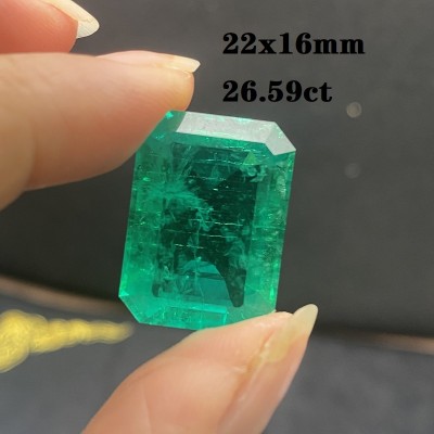 Pirmiana Big Size 26.59ct Hydrothermal Lab Grown Emeralds with Inclushions Like Natural Emerald Gemstone for Jewelry Making
