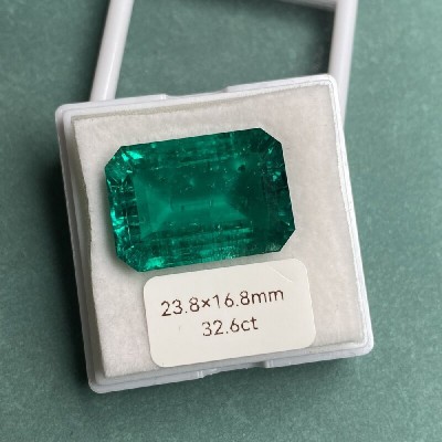 Pirmiana Big Size 32.6ct Hydrothermal Lab Grown Emeralds with Inclushions Like Natural Emerald Gemstone for Jewelry Making