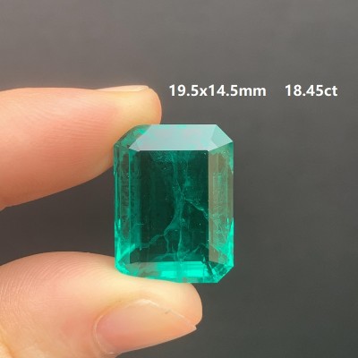 Pirmiana Big Size 18.45ct Hydrothermal Lab Grown Emeralds with Inclushions Like Natural Emerald Gemstone for Jewelry Making