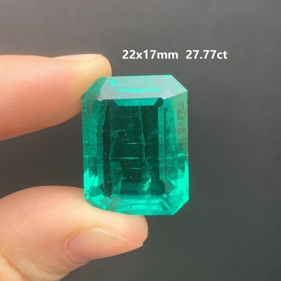 Pirmiana Big Size 27.77ct Hydrothermal Lab Grown Emeralds with Inclushions Like Natural Emerald Gemstone for Jewelry Making