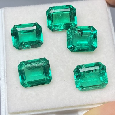 Ruif Jewelry Hand Made Hydrothermal Lab Grown Emeralds Columbia Color Emerald Cut Loose Gemstone for Jewelry Making