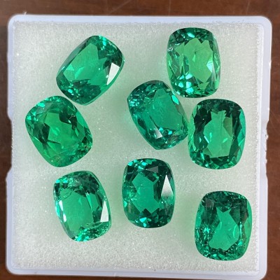 Ruif Jewelry Hand Made Hydrothermal Lab Grown Emerald Popular Cushion Cut Loose Gemstone for Jewelry Design
