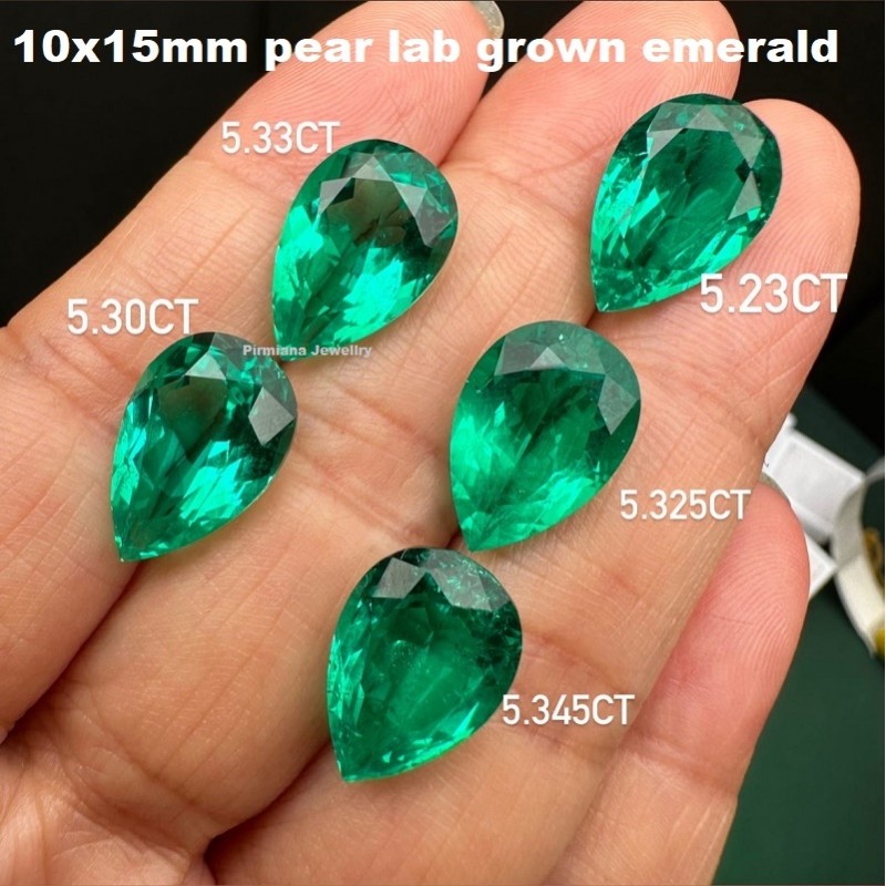 Ruif Jewelry Hand Made Hydrothermal Lab Grown Emerald Popular Pear Shape Loose Gemstone for Jewelry Design