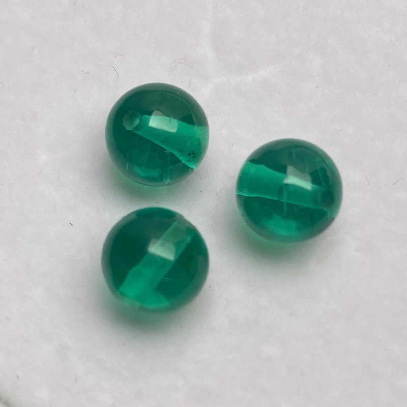 Ruif Jewelry Custom-made 8mm Round Beads Columbia Green Lab Grown Emerald for DIY Jewelry Bracelet Making