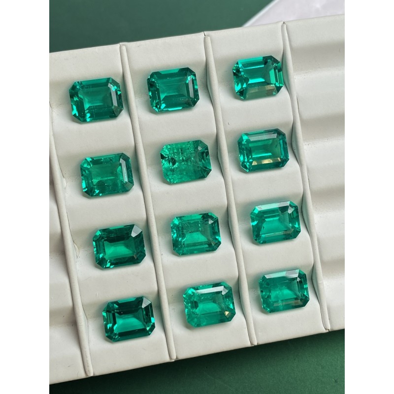 Ruif Jewelry 1.0--5.0ct Emerald Cut Columbia Color Hydrothermal Lab Grown Emeralds Loose Gemstone for Diy Jewelry Making