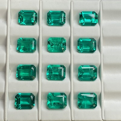 Ruif Jewelry 1.0--5.5ct Emerald Cut Columbia Color Hydrothermal Lab Grown Emeralds Loose Gemstone for Diy Jewelry Making