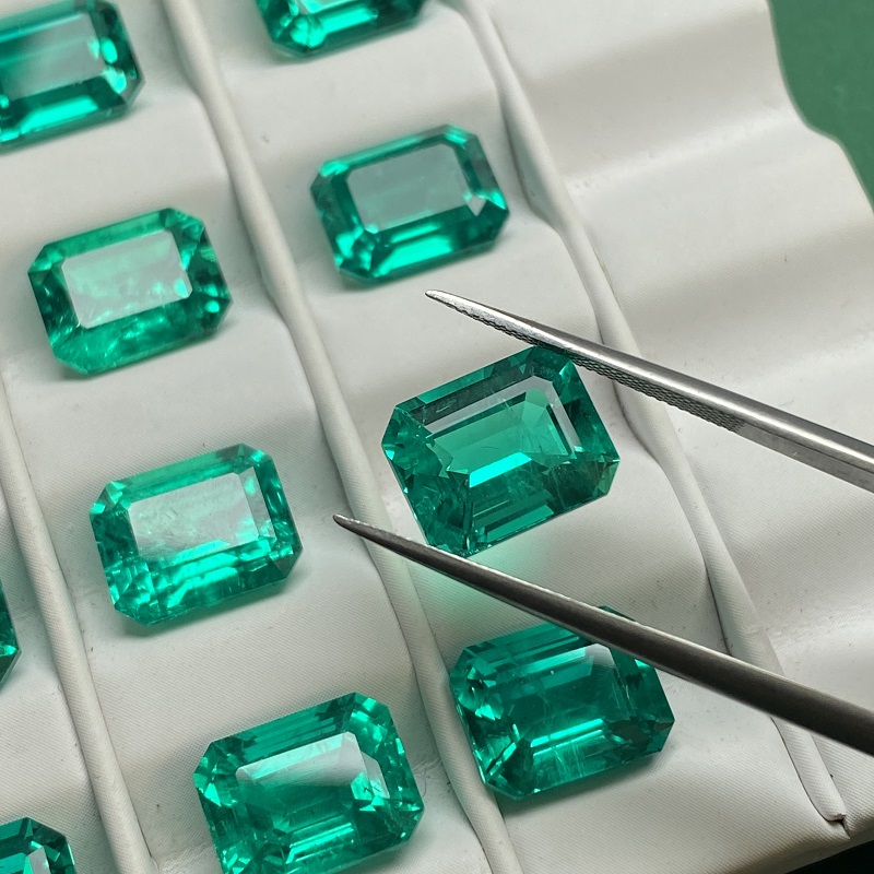 Ruif Jewelry 1.0--5.5ct Emerald Cut Columbia Color Hydrothermal Lab Grown Emeralds Loose Gemstone for Diy Jewelry Making