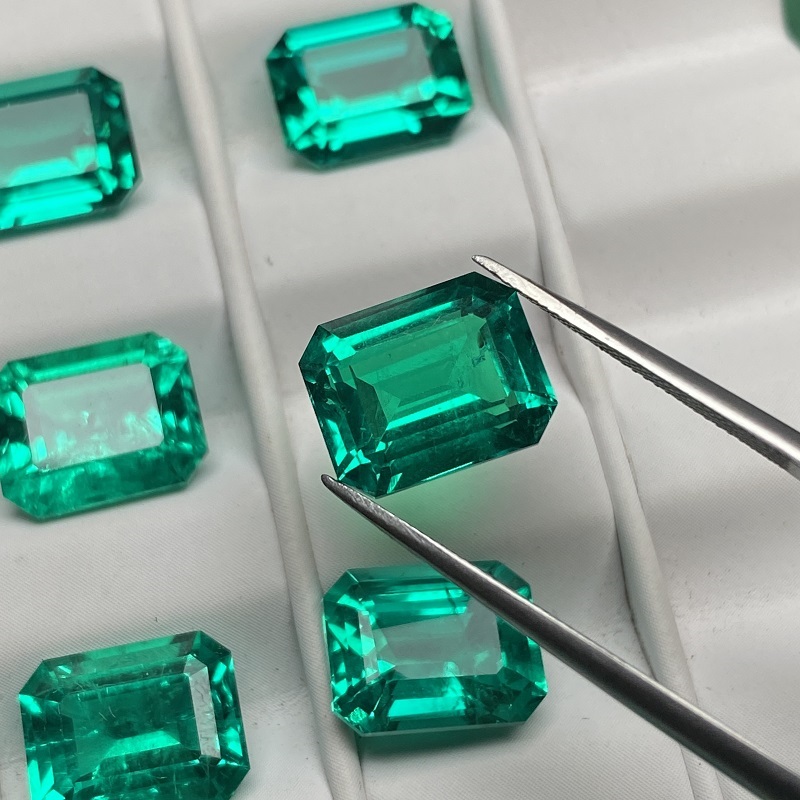 Ruif Jewelry 1.0--5.5ct Emerald Cut Columbia Color Hydrothermal Lab Grown Emeralds Loose Gemstone for Diy Jewelry Making