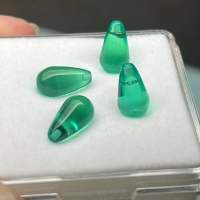 Ruif Jewelry Hydrothermal Lab Grown Emerald Columbian Green Drop Cut Hand Made Gemstone for Jewelry