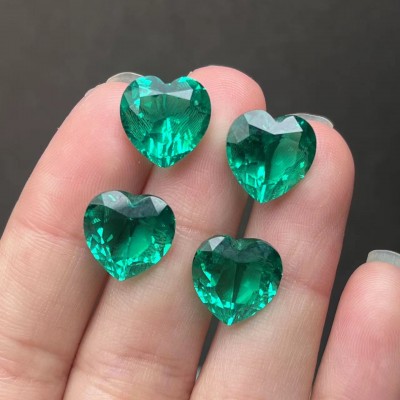 Ruif Jewelry Hydrothermal Lab Grown Emerald Columbian Green Heart Cut Hand Made Gemstone for Jewelry