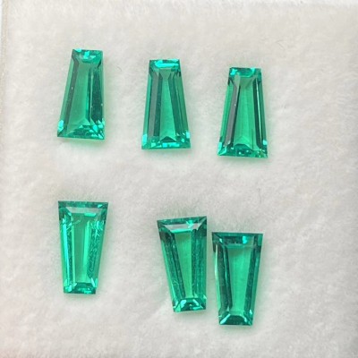 Ruif Jewelry Hydrothermal Lab Grown Emerald Columbian Green Trappedzoid Cut Hand Made Gemstone for Jewelry