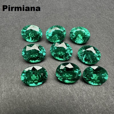 Ruif Jewelry Oval Brilliant Cut 1.0-12ct Hydrothermal Lab Grown Columbian Green Emerald Hand Made Gemstone for Jewelry